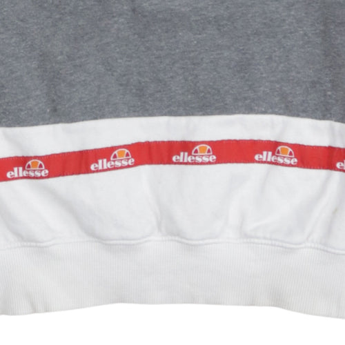 Ellesse Womens White Grey Logo Pullover Sweatshirt UK 4