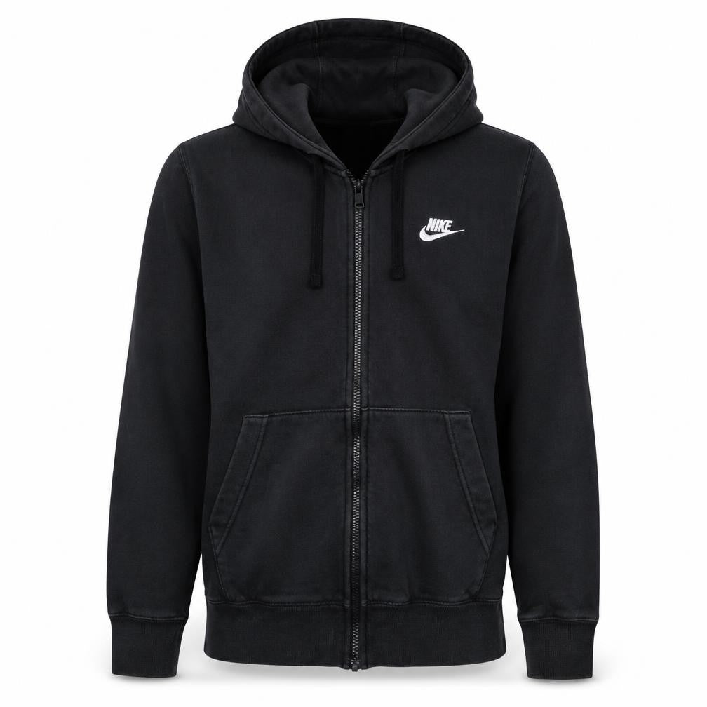 Front view of Nike Men's Black Full Zip Hoodie Sweatshirt, size S