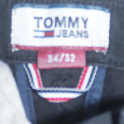 Tommy Jeans Men's Black Slim Fit Chino Trousers Size 34/32