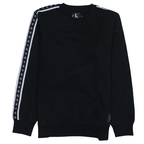 Calvin Klein Jeans Men's Black Logo Tape Pullover Sweatshirt M