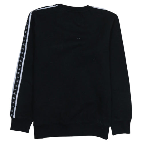 Calvin Klein Jeans Men's Black Logo Tape Pullover Sweatshirt M
