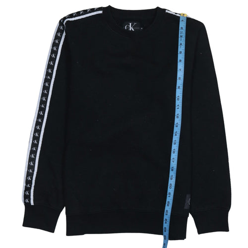Calvin Klein Jeans Men's Black Logo Tape Pullover Sweatshirt M