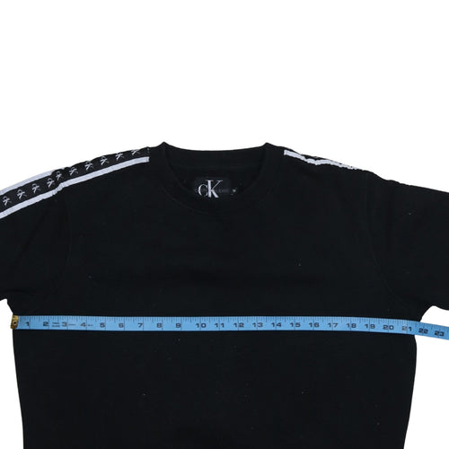 Calvin Klein Jeans Men's Black Logo Tape Pullover Sweatshirt M