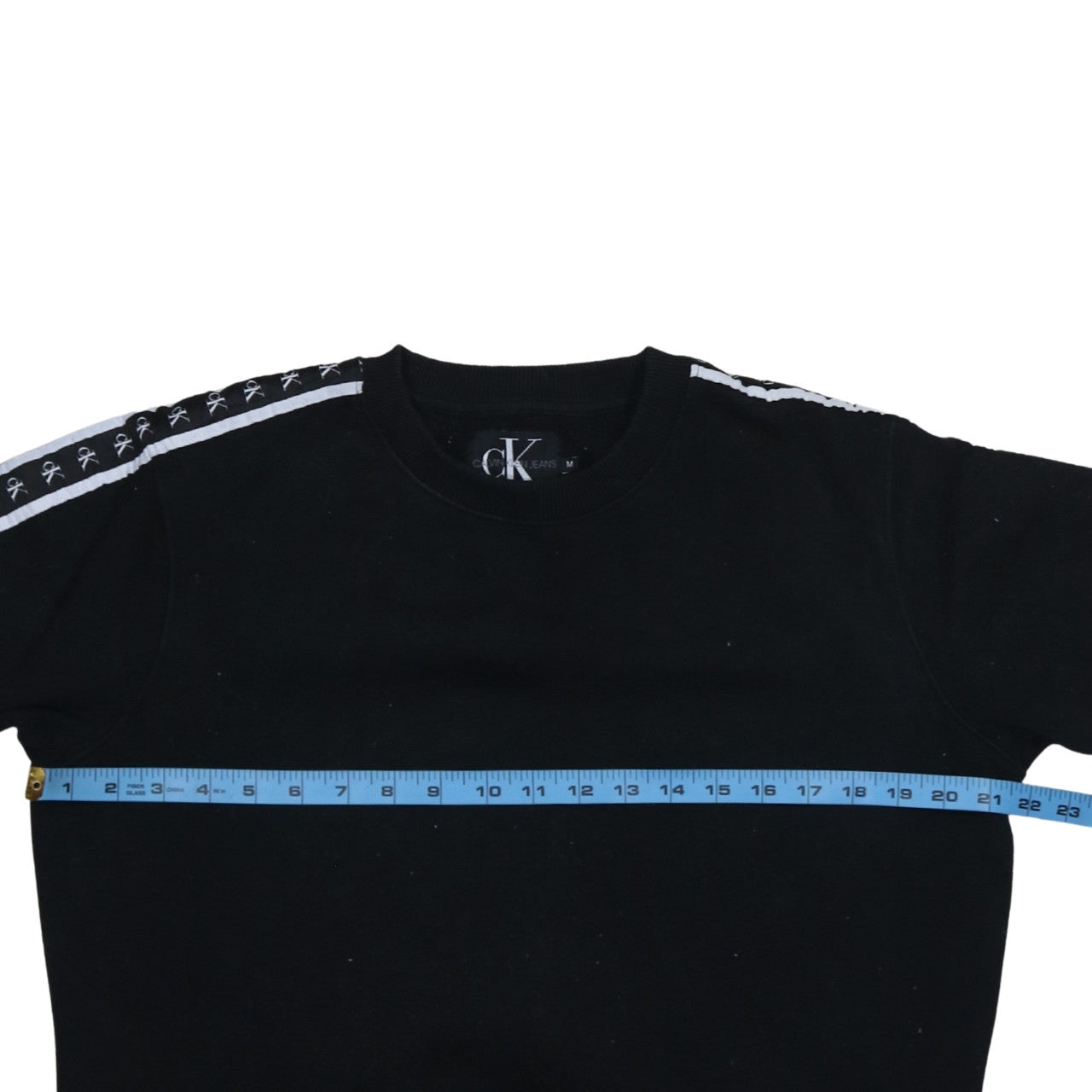 Calvin Klein Jeans Men's Black Logo Tape Pullover Sweatshirt M