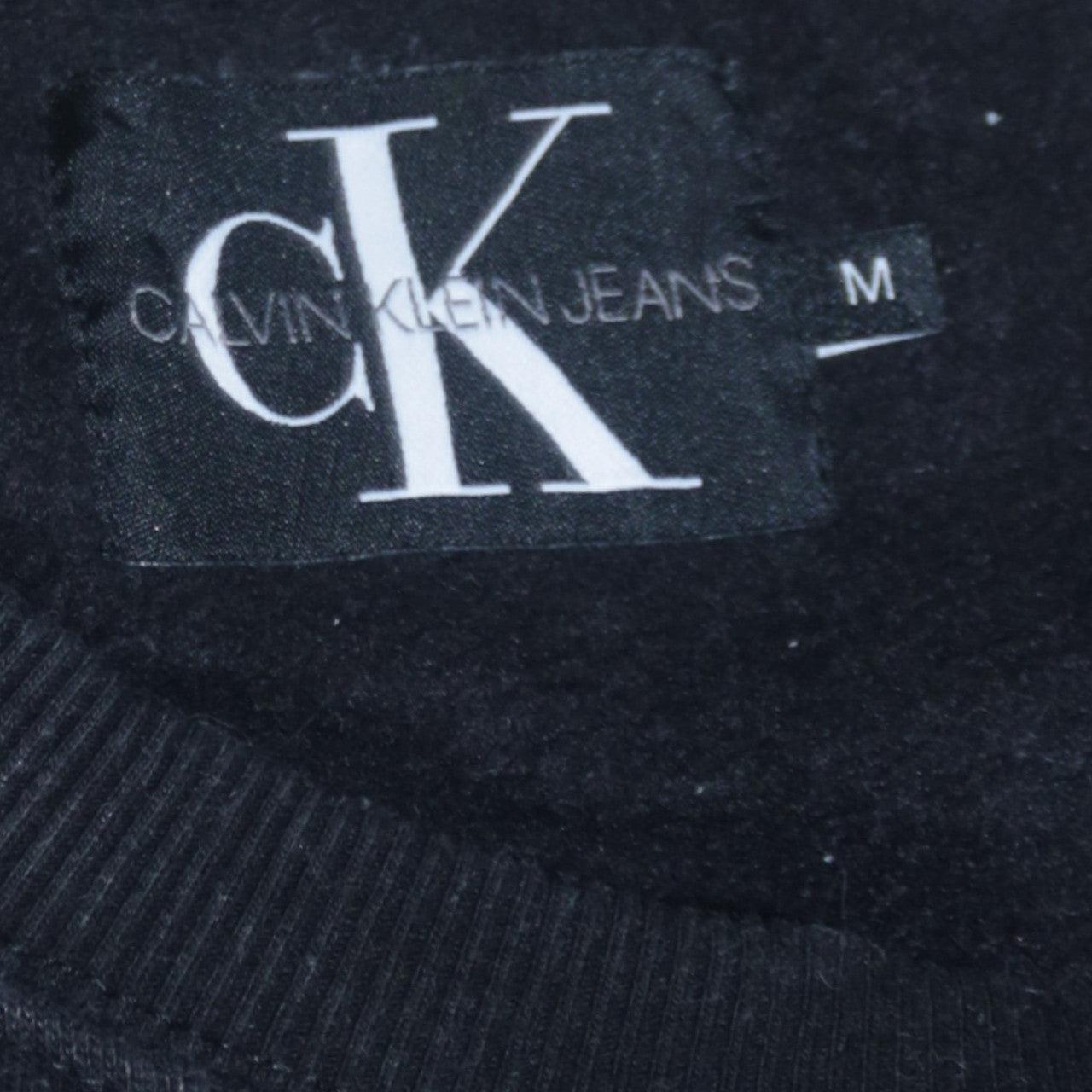 Calvin Klein Jeans Men's Black Logo Tape Pullover Sweatshirt M
