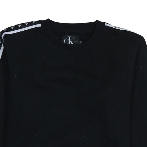 Calvin Klein Jeans Men's Black Logo Tape Pullover Sweatshirt M