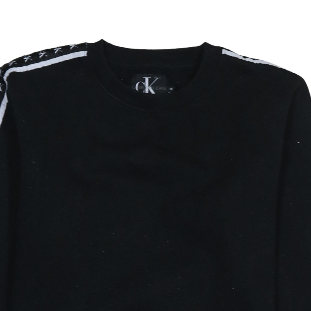 Calvin Klein Jeans Men's Black Logo Tape Pullover Sweatshirt M