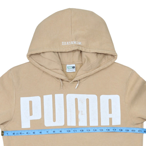 Puma Men Beige XS Pullover Hoodie Graphic Print Logo Cotton Blend