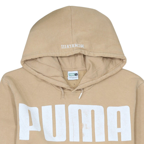 Puma Men Beige XS Pullover Hoodie Graphic Print Logo Cotton Blend