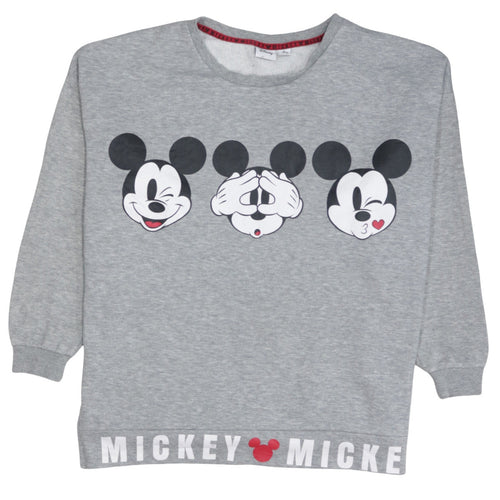Disney Women's Grey Mickey Mouse Pullover Sweatshirt Size M