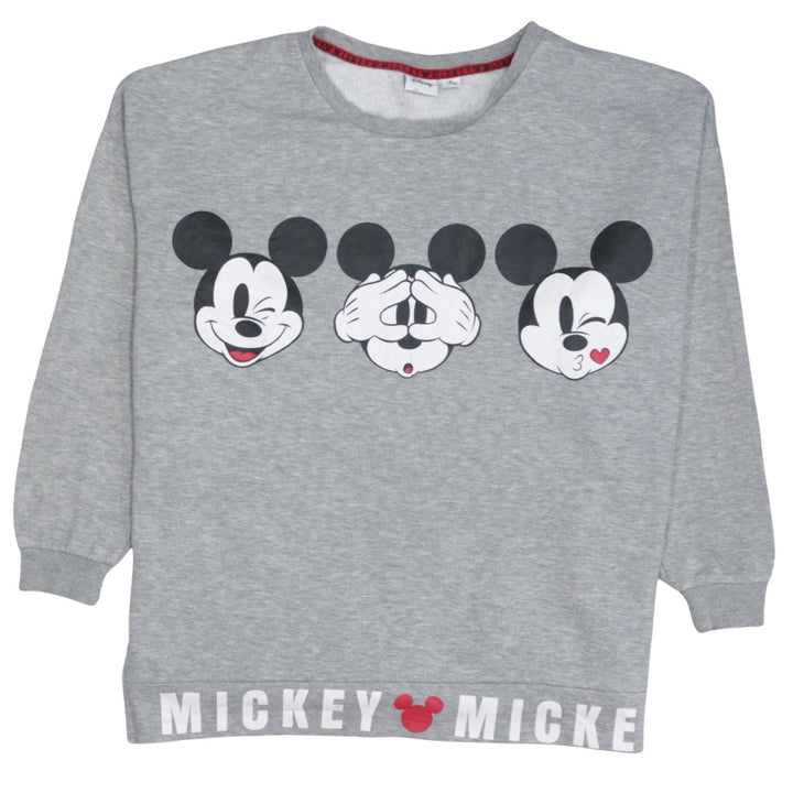 Disney Women's Grey Mickey Mouse Pullover Sweatshirt Size M