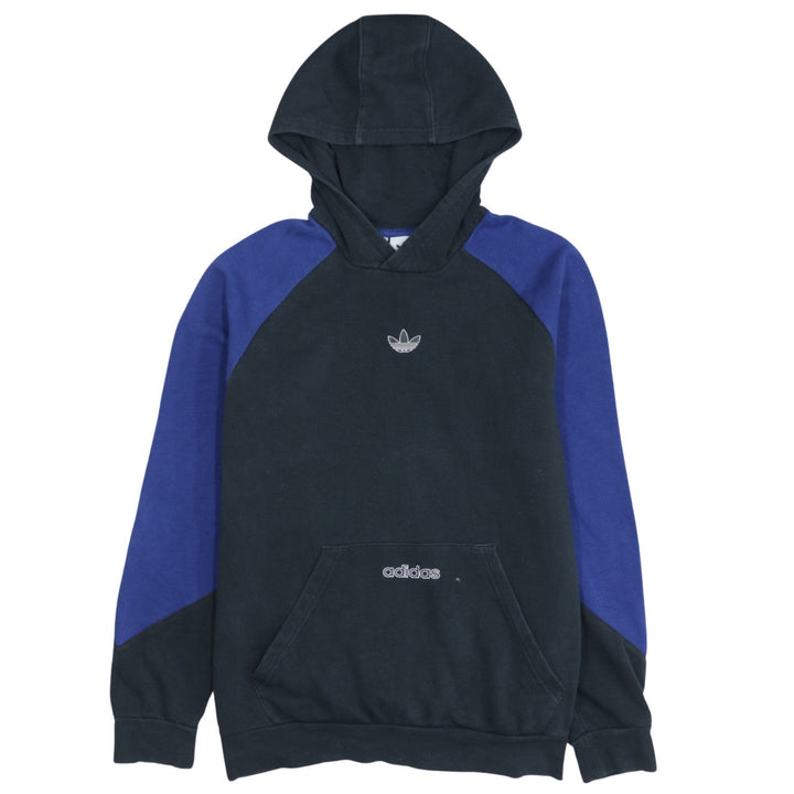 Adidas Boys Black & Blue Pullover Hoodie 14-15 Years Cotton Logo Sportswear