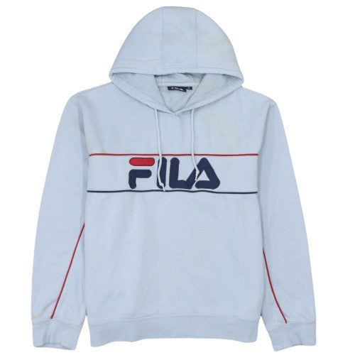 Fila Women Light Blue Pullover Hoodie XL Cotton Blend Logo