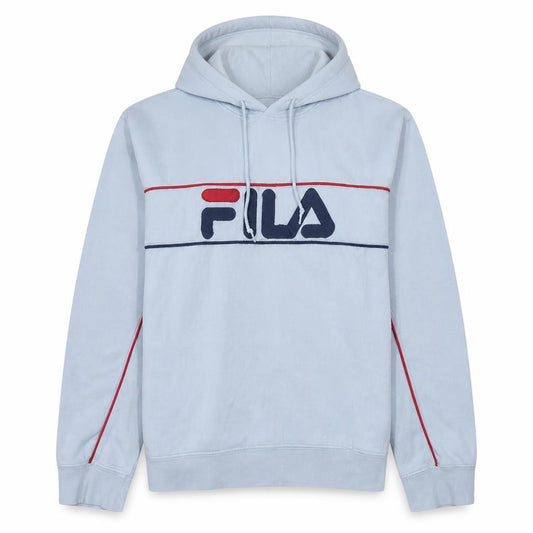 Front view of Fila Women Light Blue Pullover Hoodie XL Cotton Blend Logo