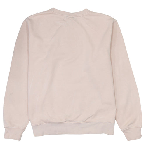 Nike Women Beige Cotton Pullover Sweatshirt M Crew Neck Logo