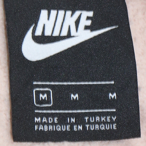 Nike Women Beige Cotton Pullover Sweatshirt M Crew Neck Logo