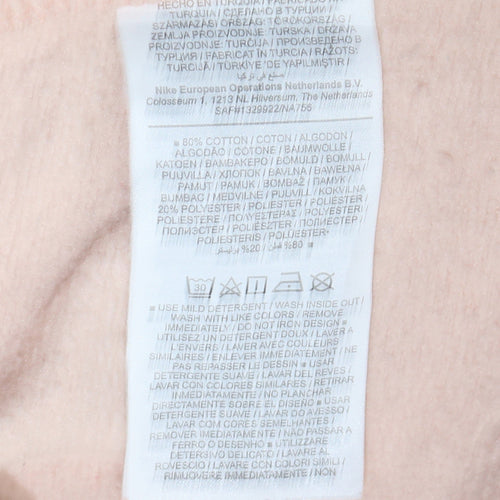 Nike Women Beige Cotton Pullover Sweatshirt M Crew Neck Logo