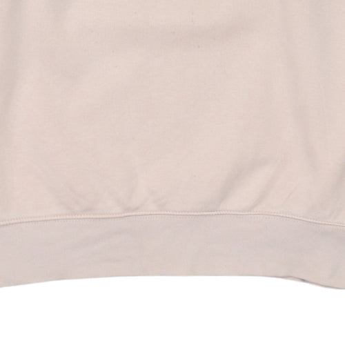 Nike Women Beige Cotton Pullover Sweatshirt M Crew Neck Logo