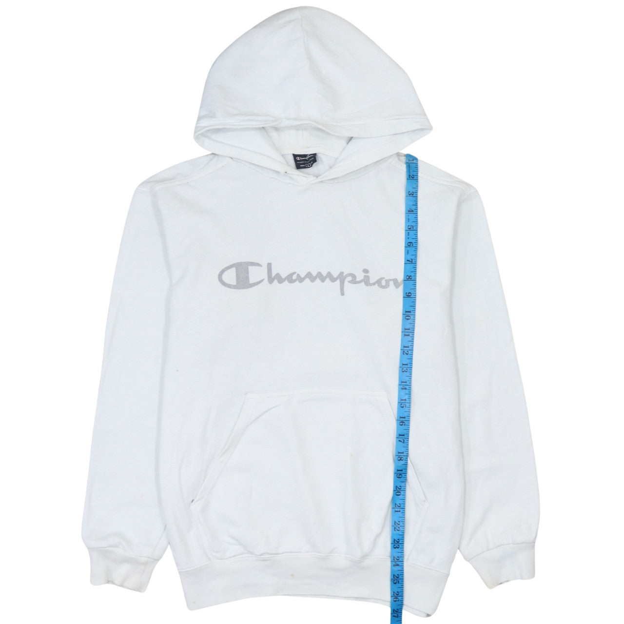 Champion Men's White Pullover Hoodie L Logo Sportswear