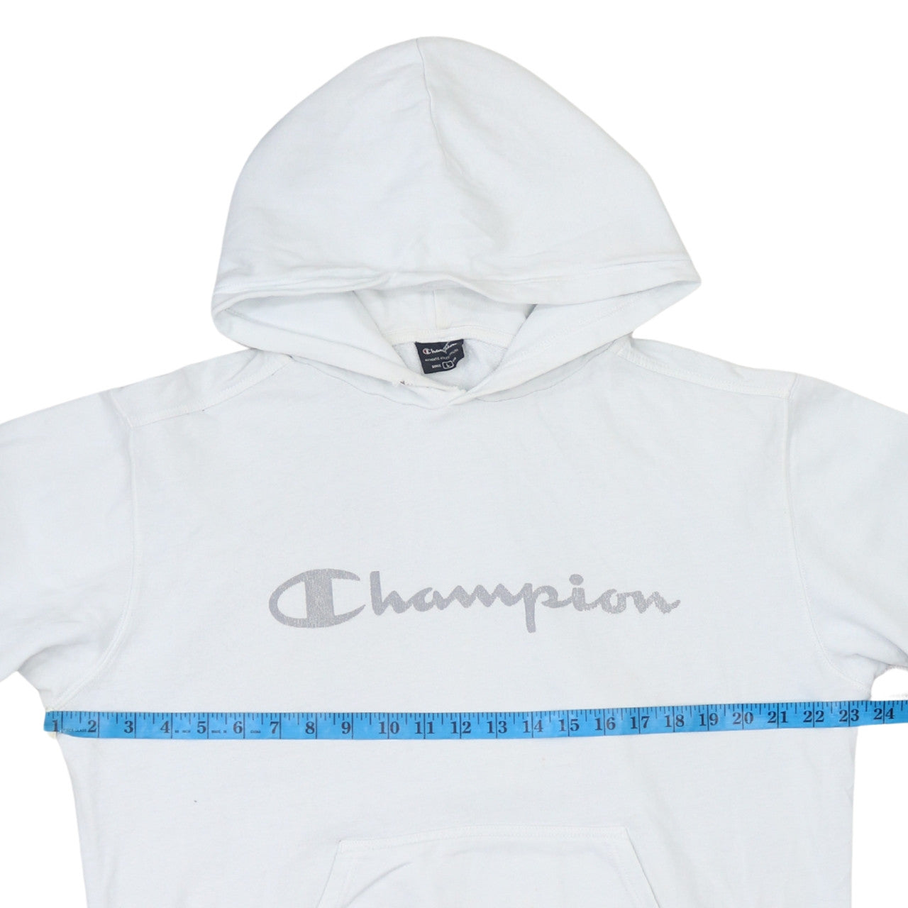 Champion Men's White Pullover Hoodie L Logo Sportswear