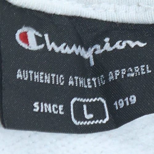 Champion Men's White Pullover Hoodie L Logo Sportswear