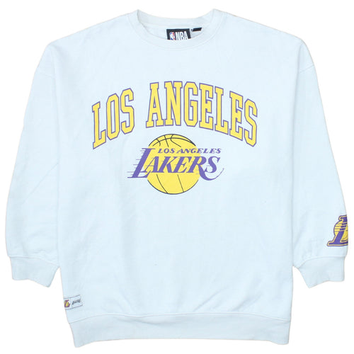 NBA Los Angeles Lakers White Sweatshirt Women's M Crew Neck Pullover