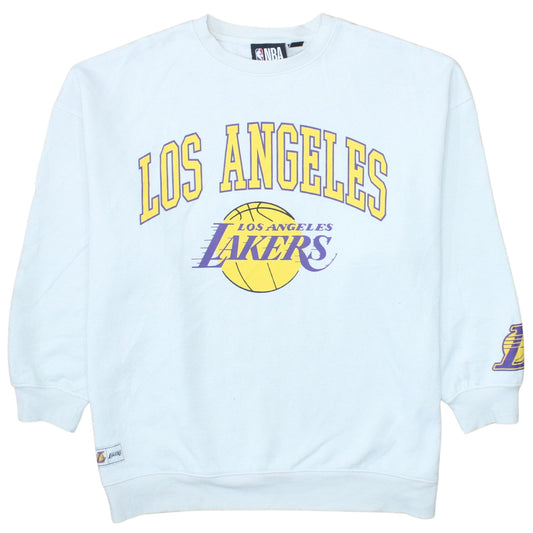 NBA Los Angeles Lakers White Sweatshirt Women's M Crew Neck Pullover