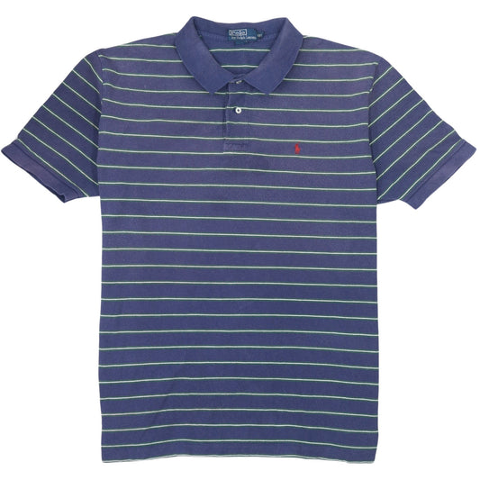 Ralph Lauren Men's Blue Striped Polo Shirt 2XL Classic Cotton