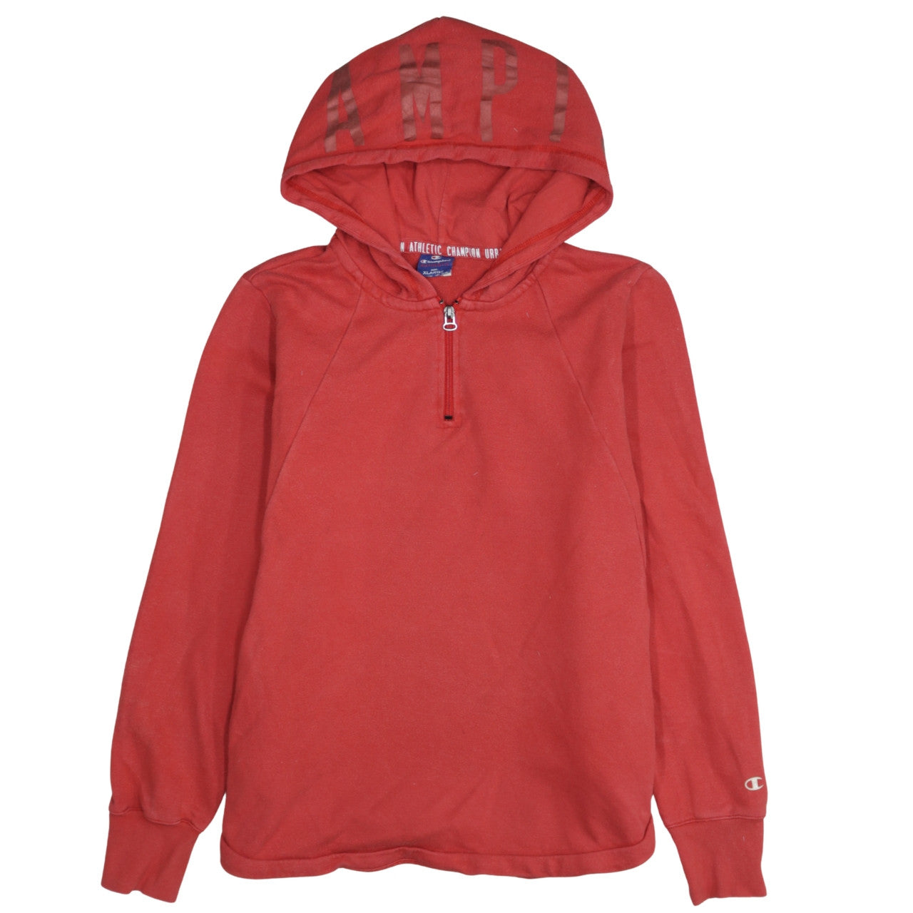 Champion Womens Red XL 1/2 Zip Hoodie Cotton Blend Casual Wear