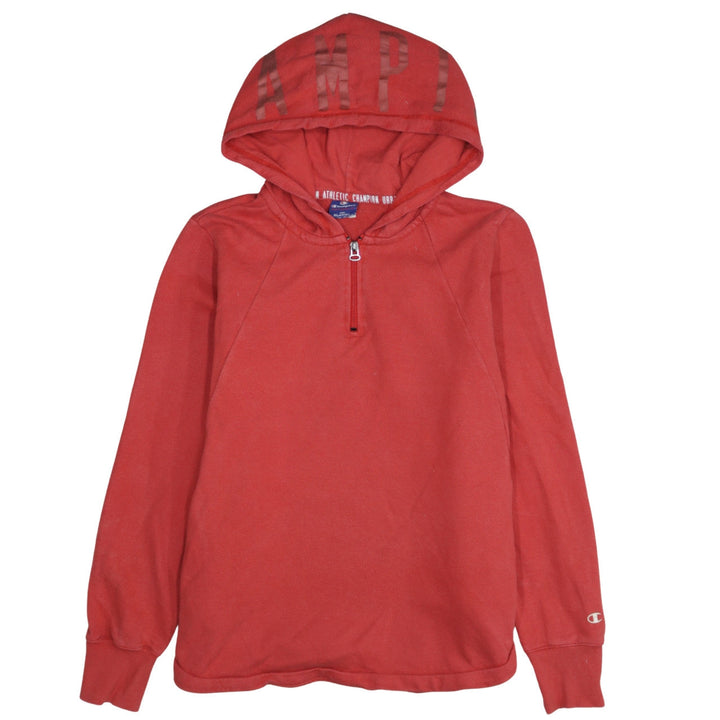 Champion Womens Red XL 1/2 Zip Hoodie Cotton Blend Casual Wear