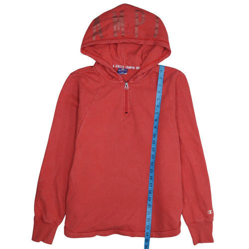 Champion Womens Red XL 1/2 Zip Hoodie Cotton Blend Casual Wear