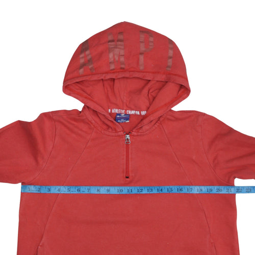 Champion Womens Red XL 1/2 Zip Hoodie Cotton Blend Casual Wear