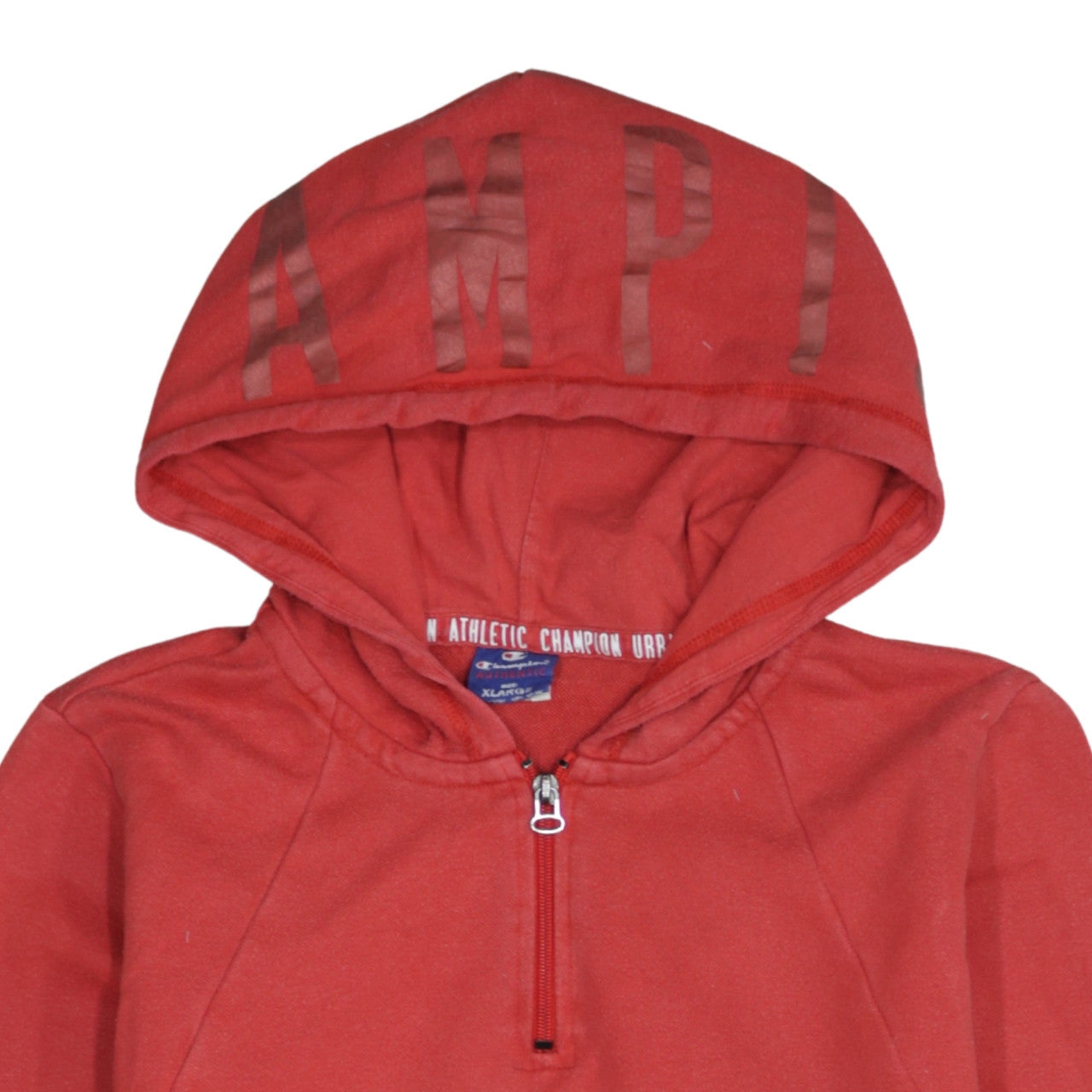 Champion Womens Red XL 1/2 Zip Hoodie Cotton Blend Casual Wear