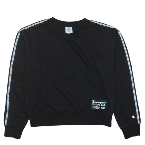 Champion Women’s Black Large Logo Tape Crew Neck Sweatshirt