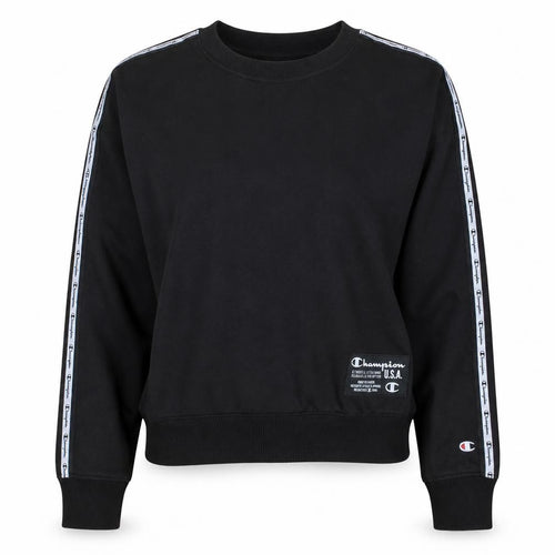 Champion Women’s Black Large Logo Tape Crew Neck Sweatshirt