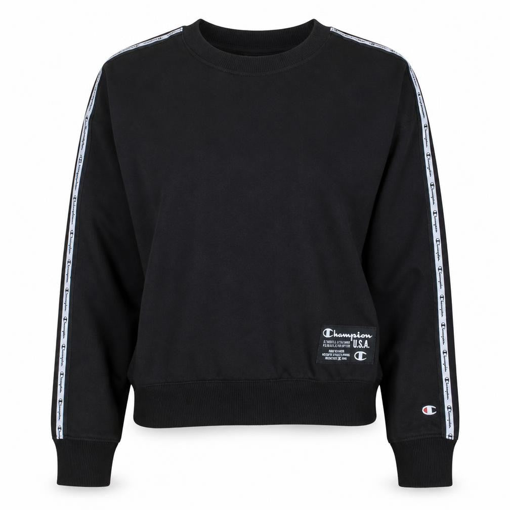 Champion Women’s Black Large Logo Tape Crew Neck Sweatshirt