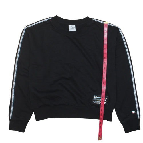 Champion Women’s Black Large Logo Tape Crew Neck Sweatshirt