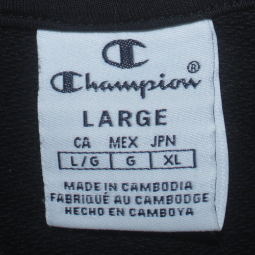 Champion Women’s Black Large Logo Tape Crew Neck Sweatshirt