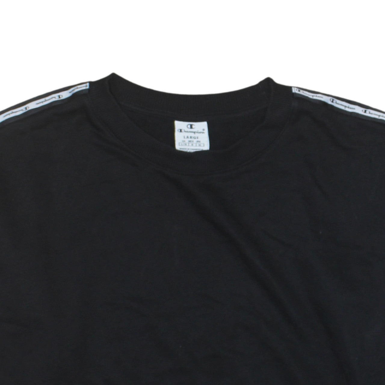 Champion Women’s Black Large Logo Tape Crew Neck Sweatshirt