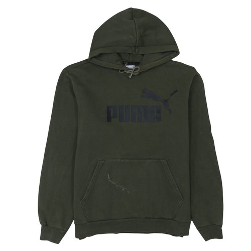 Puma Men's Green Pullover Hoodie M Logo Fleece Sweatshirt