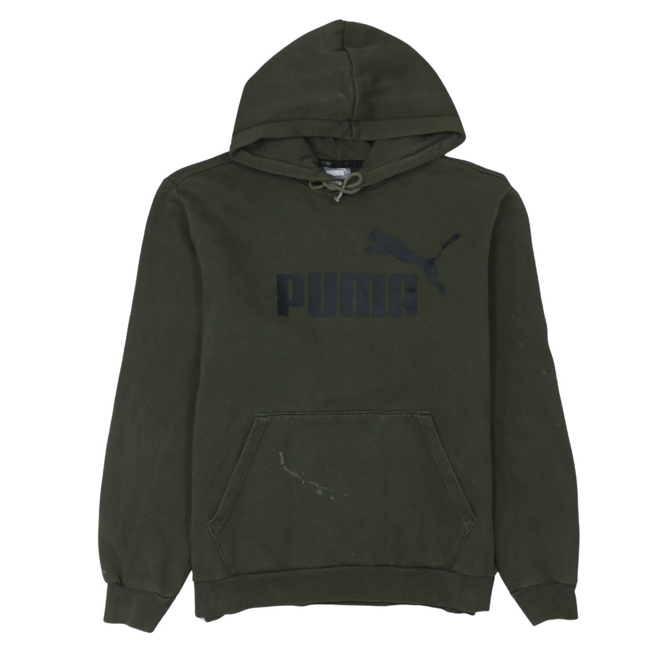 Puma Men's Green Pullover Hoodie M Logo Fleece Sweatshirt