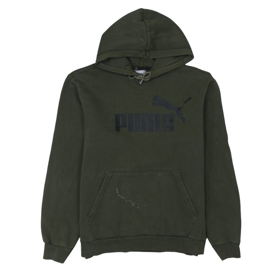 Puma Men's Green Pullover Hoodie M Logo Fleece Sweatshirt