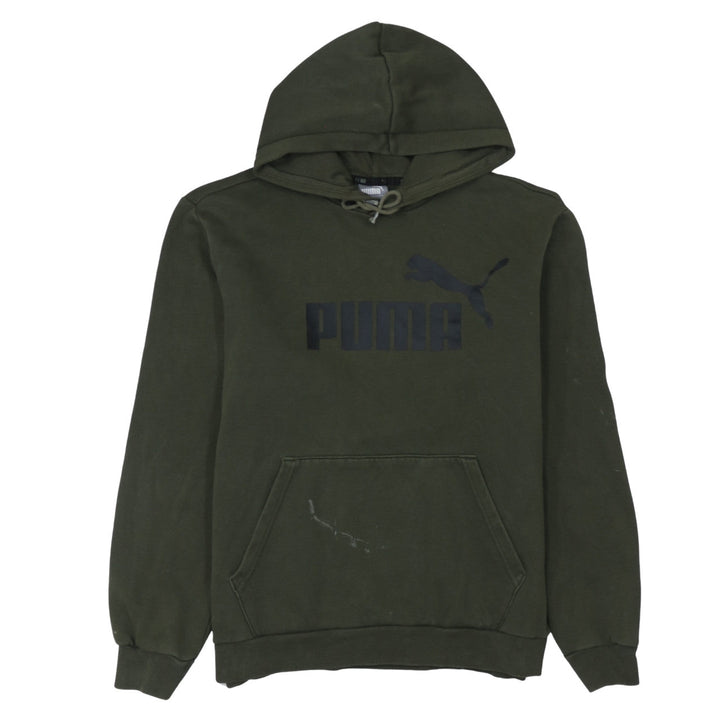 Puma Men's Green Pullover Hoodie M Logo Fleece Sweatshirt