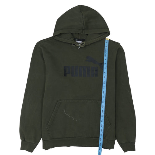 Puma Men's Green Pullover Hoodie M Logo Fleece Sweatshirt