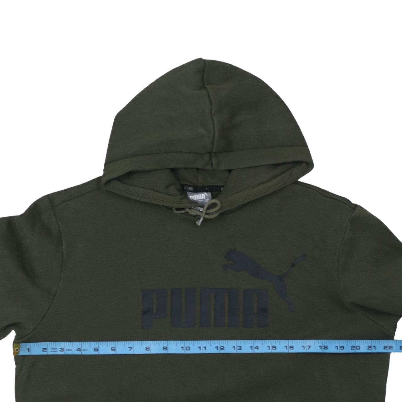 Puma Men's Green Pullover Hoodie M Logo Fleece Sweatshirt