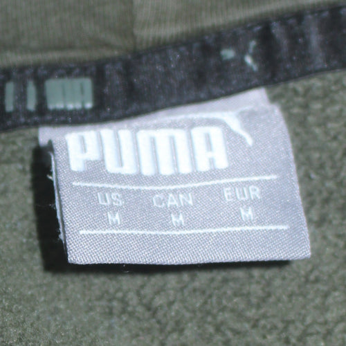 Puma Men's Green Pullover Hoodie M Logo Fleece Sweatshirt