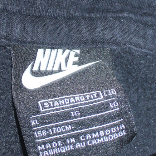Nike Boys Black XL Pullover Hoodie Standard Fit Logo Fleece Sweatshirt