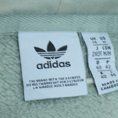 Adidas Women’s Beige Hooded Pullover Sweatshirt UK 14 Logo Print