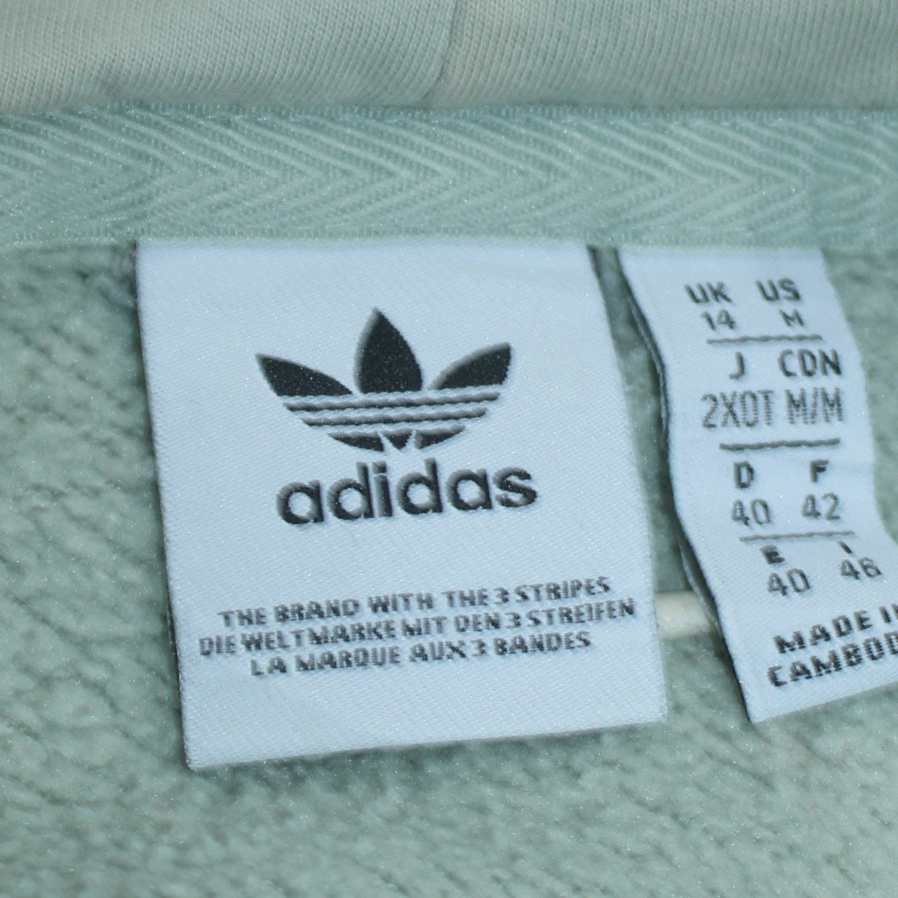 Adidas Women’s Beige Hooded Pullover Sweatshirt UK 14 Logo Print