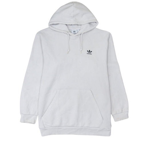 Adidas Men's White Pullover Hoodie L Fleece Logo Sweatshirt